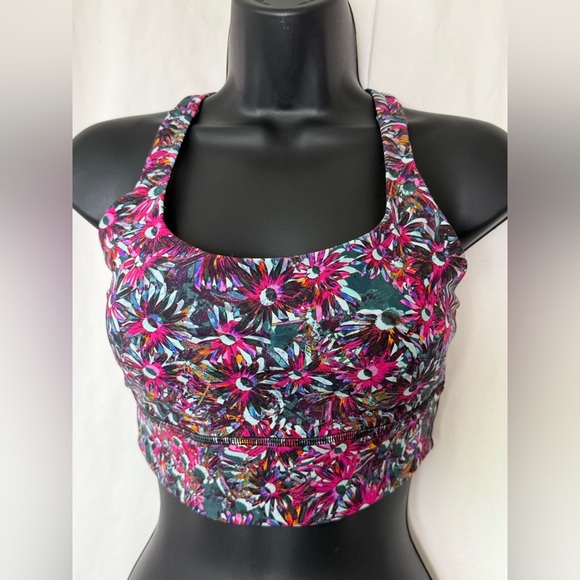 Lululemon Longline Energy Bra Womens Size 8 Floral Electric Multicolor - Picture 1 of 7
